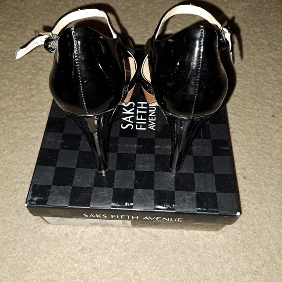 Saks Fifth Ave Black Patent Heels - Picture 4 of 5